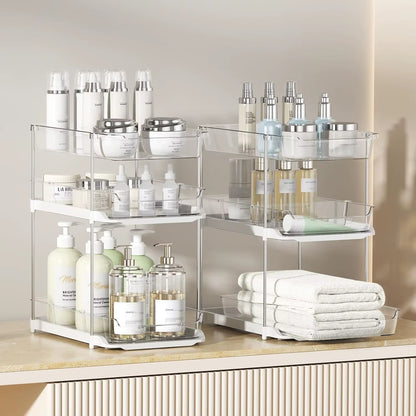 3-Tier Bathroom under Sink Organizers and Storage Pantry Organization Pull Out Clear Kitchen Bathroom Cabinet Organizer
