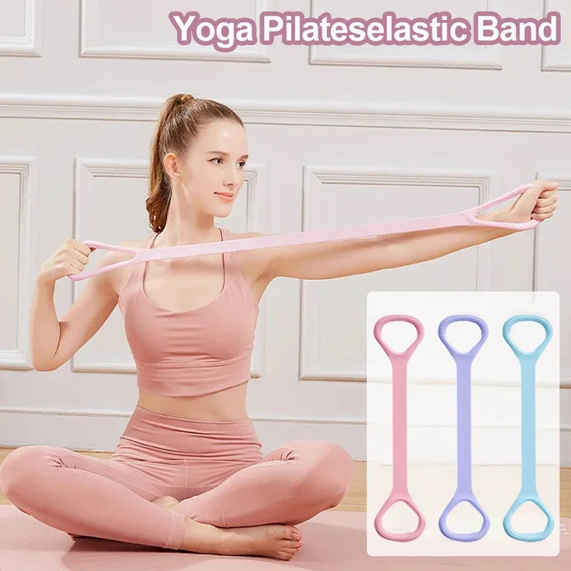 8-Shaped Stretcher for Home Fitness, Back Shaping,Elastic Band with Open Shoulder and Back Stretching Band for Shoulder Exercise