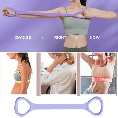 8-Shaped Stretcher for Home Fitness, Back Shaping,Elastic Band with Open Shoulder and Back Stretching Band for Shoulder Exercise