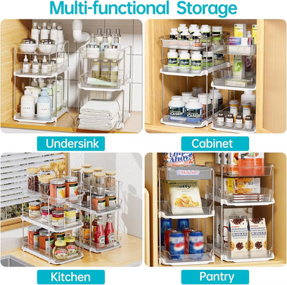 3-Tier Bathroom under Sink Organizers and Storage Pantry Organization Pull Out Clear Kitchen Bathroom Cabinet Organizer