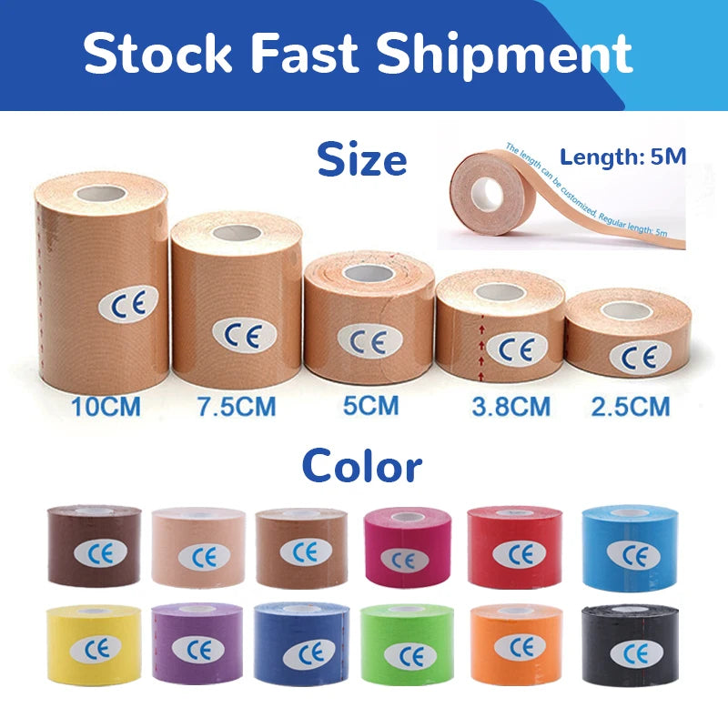 Xingda Muscle Tape Wrist Elastic Tape Roll Pre Cutting Sport Athletic Tape for Joint Support/Injury Recovery/Pain Relief