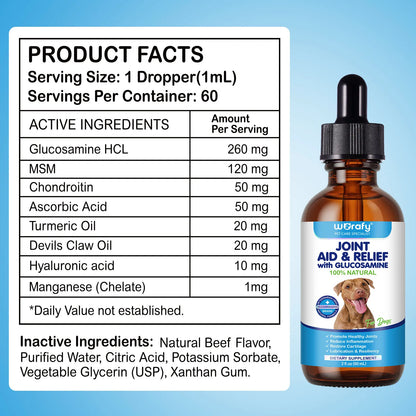 Worafy OEM Dog Joint Health Supplement with Glucosamine Chondroitin MSM for Daily Mobility Support