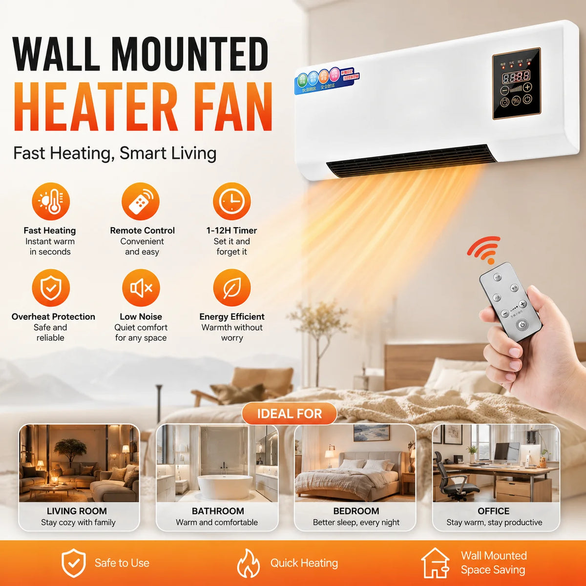 Hot Selling Mini Air Conditioner Wall Mounted Electric Dual Fan Intelligent Temperature Control for Bathroom Smart Home Products