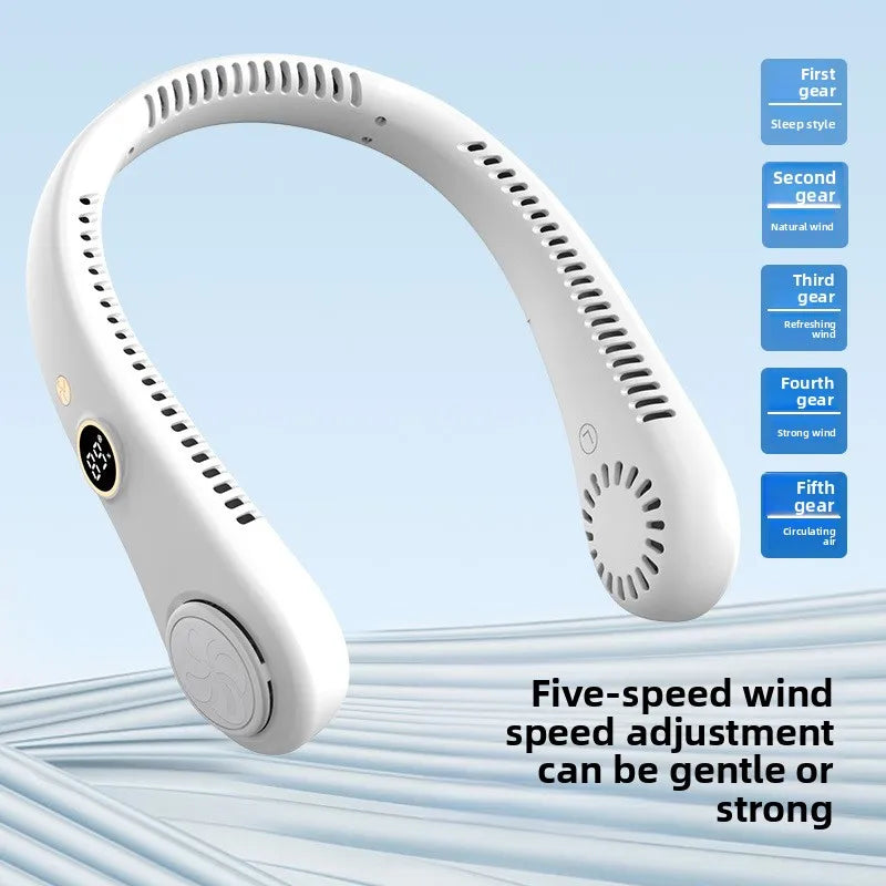 Hanging Neck Fan Bladeless 1000Mah Rechargeable Hand Free Portable USB Mini Fan for Summer