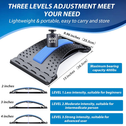 Ergonomic Back Pain Relief Device 4-Level Adjustable Back Stretcher with Acupressure Point Home Office Use