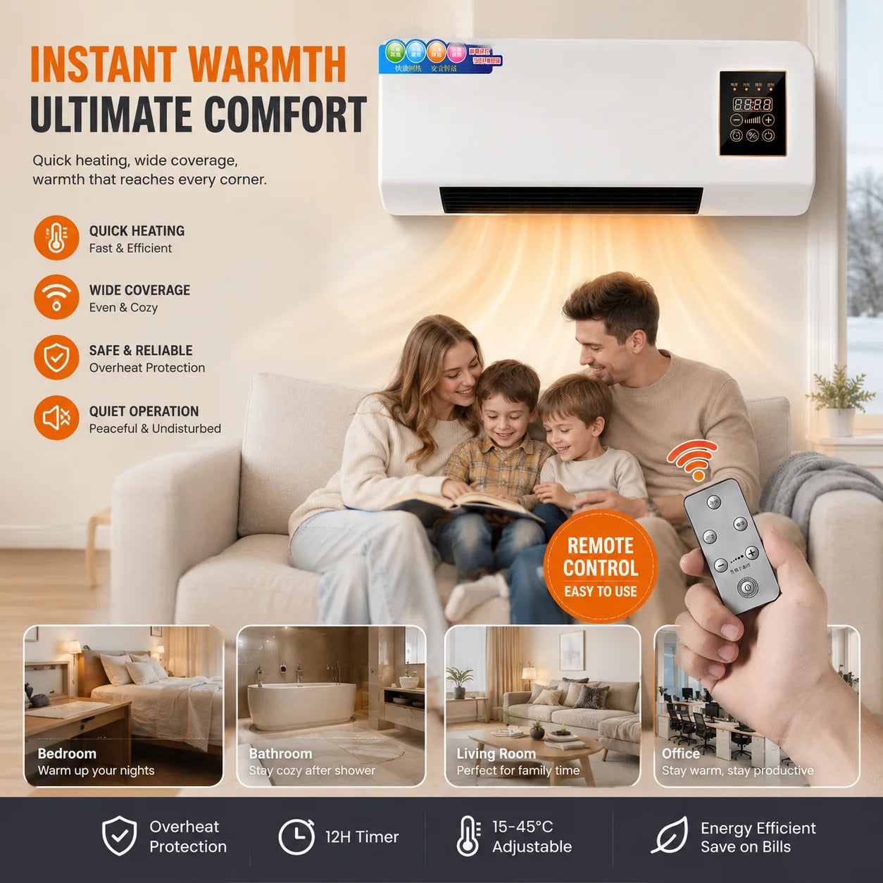 Hot Selling Mini Air Conditioner Wall Mounted Electric Dual Fan Intelligent Temperature Control for Bathroom Smart Home Products